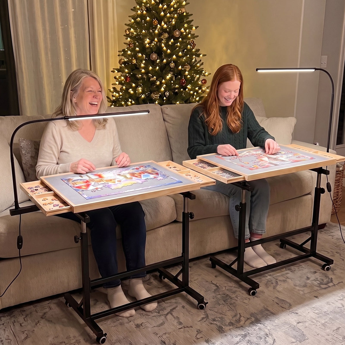 Mom and daughter each with their own Couchside table: keep one, gift one