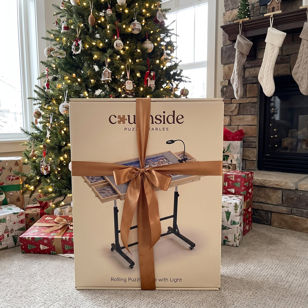 Couchside box under the Christmas tree